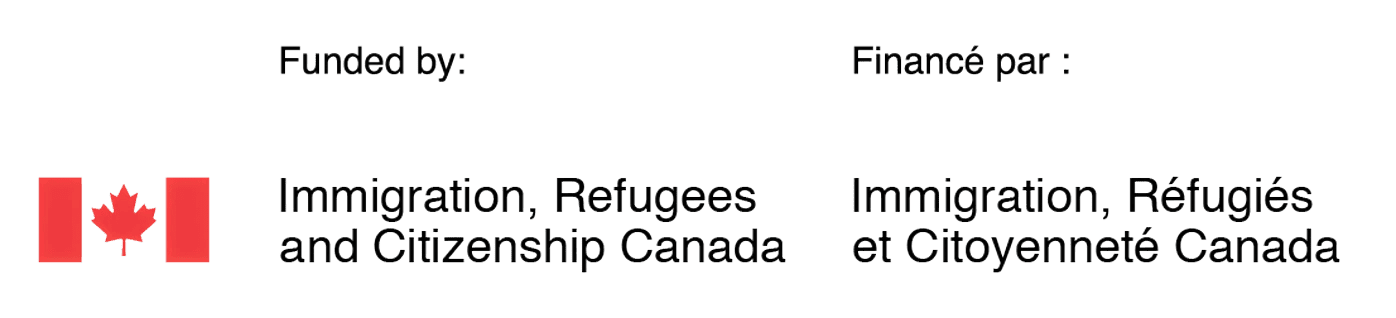The image features the Canadian flag and text: "Funded by: Immigration, Refugees and Citizenship Canada" in English and French, highlighting support for the Literacy Centre of Expertise.